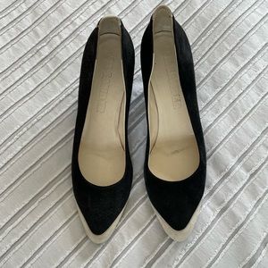 Jil Sander suede black and white heels